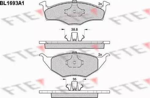 FTE BL1693A1 - Bremžu uzliku kompl., Disku bremzes www.autospares.lv