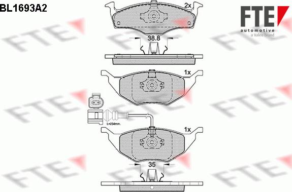 FTE BL1693A2 - Bremžu uzliku kompl., Disku bremzes www.autospares.lv