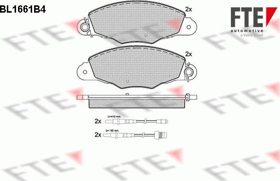 FTE BL1661B4 - Тормозные колодки, дисковые, комплект www.autospares.lv