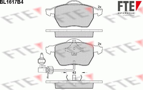 FTE BL1617B4 - Тормозные колодки, дисковые, комплект www.autospares.lv