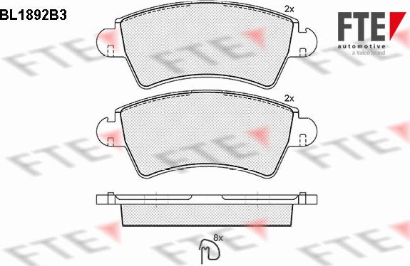 FTE BL1892B3 - Bremžu uzliku kompl., Disku bremzes www.autospares.lv