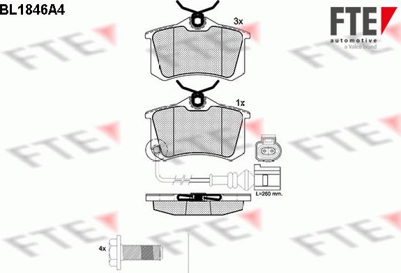 FTE BL1846A4 - Bremžu uzliku kompl., Disku bremzes autospares.lv