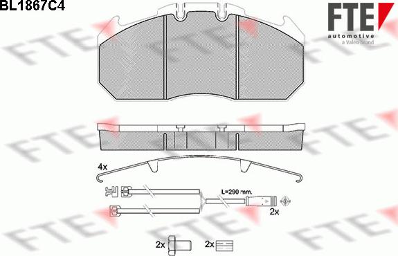 FTE BL1867C4 - Bremžu uzliku kompl., Disku bremzes www.autospares.lv