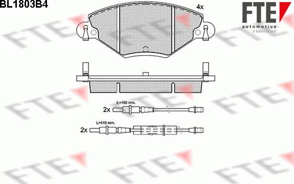 FTE BL1803B4 - Тормозные колодки, дисковые, комплект www.autospares.lv