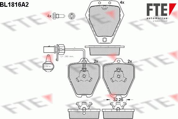 FTE BL1816A2 - Bremžu uzliku kompl., Disku bremzes www.autospares.lv