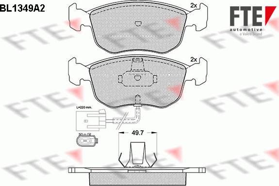 FTE BL1349A2 - Bremžu uzliku kompl., Disku bremzes www.autospares.lv