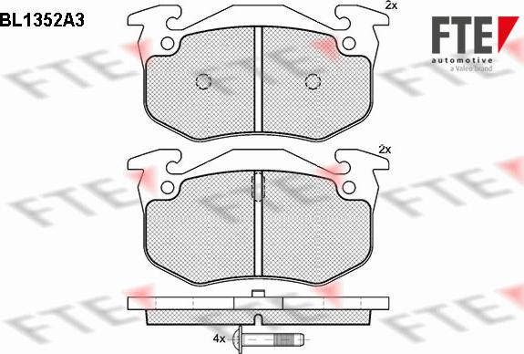 FTE BL1352A3 - Тормозные колодки, дисковые, комплект www.autospares.lv