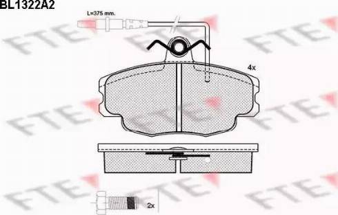 FTE BL1322A2 - Тормозные колодки, дисковые, комплект www.autospares.lv