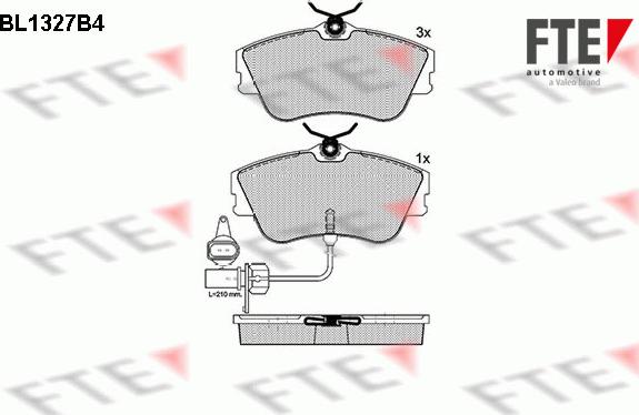 FTE BL1327B4 - Bremžu uzliku kompl., Disku bremzes autospares.lv