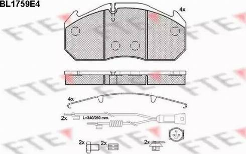 FTE BL1759E4 - Тормозные колодки, дисковые, комплект www.autospares.lv