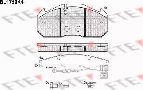 FTE BL1759K4 - Тормозные колодки, дисковые, комплект www.autospares.lv