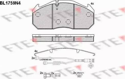 FTE BL1759N4 - Bremžu uzliku kompl., Disku bremzes www.autospares.lv