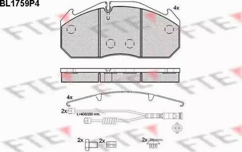 FTE BL1759P4 - Bremžu uzliku kompl., Disku bremzes autospares.lv