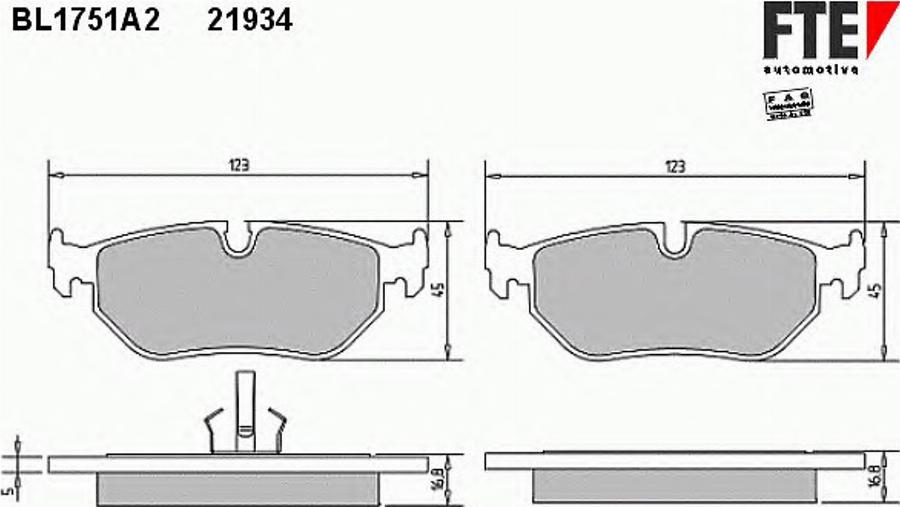 FTE BL1751A2 - Bremžu uzliku kompl., Disku bremzes autospares.lv