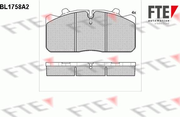 FTE BL1758A2 - Bremžu uzliku kompl., Disku bremzes www.autospares.lv