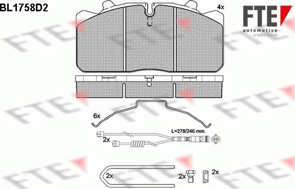 FTE BL1758D2 - Bremžu uzliku kompl., Disku bremzes www.autospares.lv