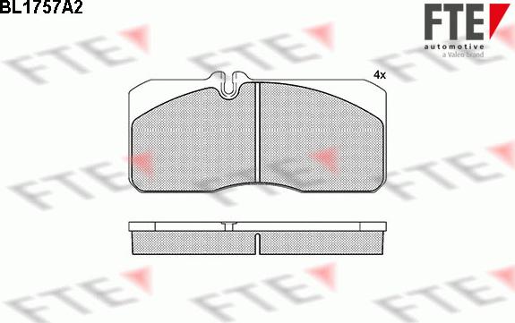 FTE BL1757A2 - Bremžu uzliku kompl., Disku bremzes www.autospares.lv