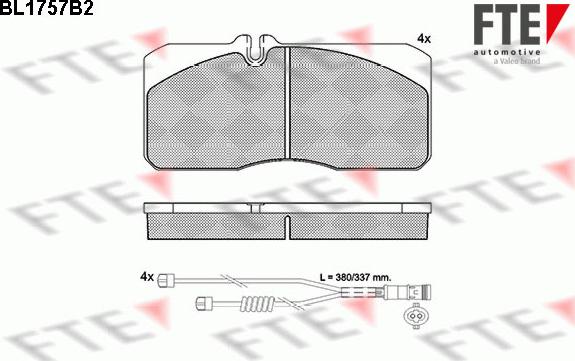 FTE BL1757B2 - Bremžu uzliku kompl., Disku bremzes www.autospares.lv