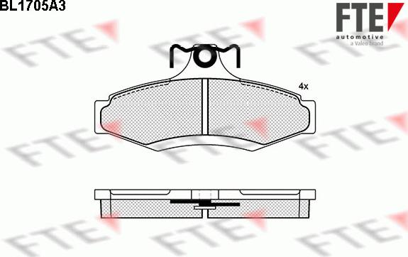 FTE BL1705A3 - Тормозные колодки, дисковые, комплект www.autospares.lv