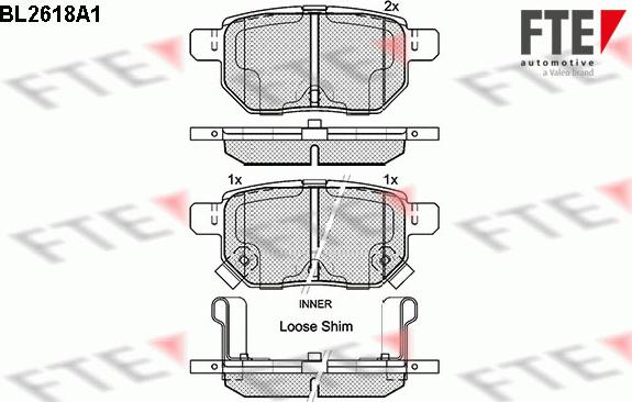 FTE BL2618A1 - Тормозные колодки, дисковые, комплект www.autospares.lv