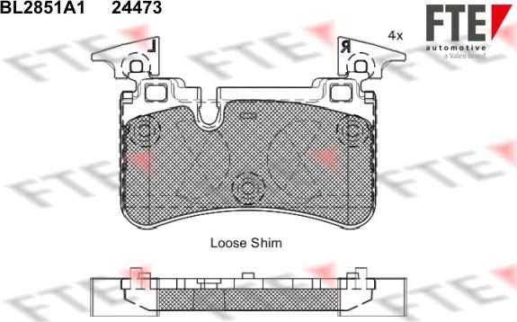 FTE BL2851A1 - Bremžu uzliku kompl., Disku bremzes www.autospares.lv