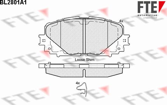 FTE BL2801A1 - Bremžu uzliku kompl., Disku bremzes www.autospares.lv