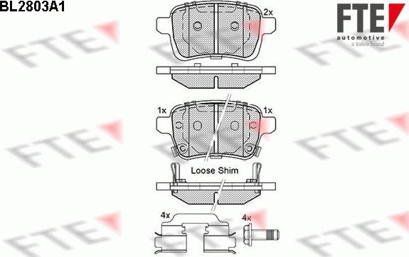 FTE BL2803A1 - Bremžu uzliku kompl., Disku bremzes www.autospares.lv