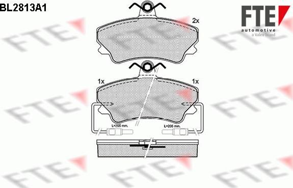 FTE BL2813A1 - Bremžu uzliku kompl., Disku bremzes www.autospares.lv