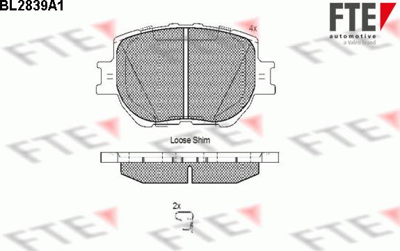 FTE BL2839A1 - Bremžu uzliku kompl., Disku bremzes www.autospares.lv