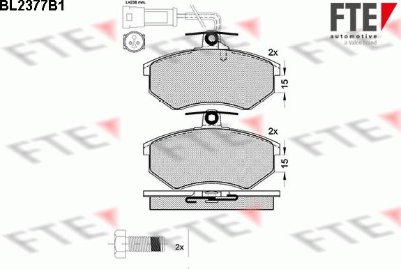 FTE BL2377B1 - Bremžu uzliku kompl., Disku bremzes www.autospares.lv