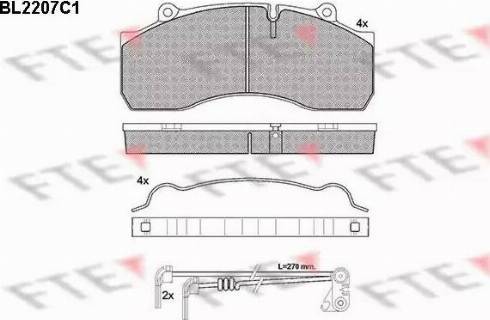 FTE BL2207C1 - Bremžu uzliku kompl., Disku bremzes autospares.lv