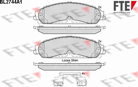 FTE BL2744A1 - Bremžu uzliku kompl., Disku bremzes www.autospares.lv