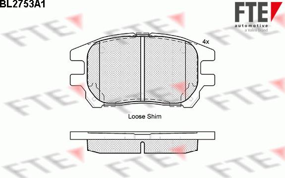 FTE BL2753A1 - Bremžu uzliku kompl., Disku bremzes www.autospares.lv