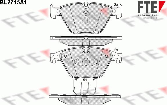 FTE BL2715A1 - Bremžu uzliku kompl., Disku bremzes www.autospares.lv