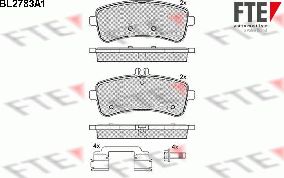 FTE BL2783A1 - Bremžu uzliku kompl., Disku bremzes www.autospares.lv