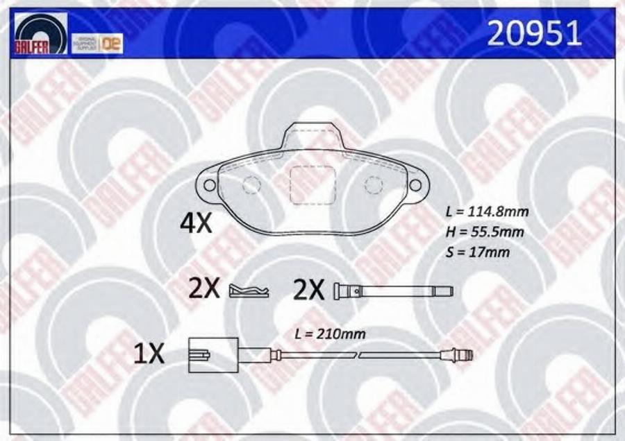 Galfer 20951 - Bremžu uzliku kompl., Disku bremzes www.autospares.lv