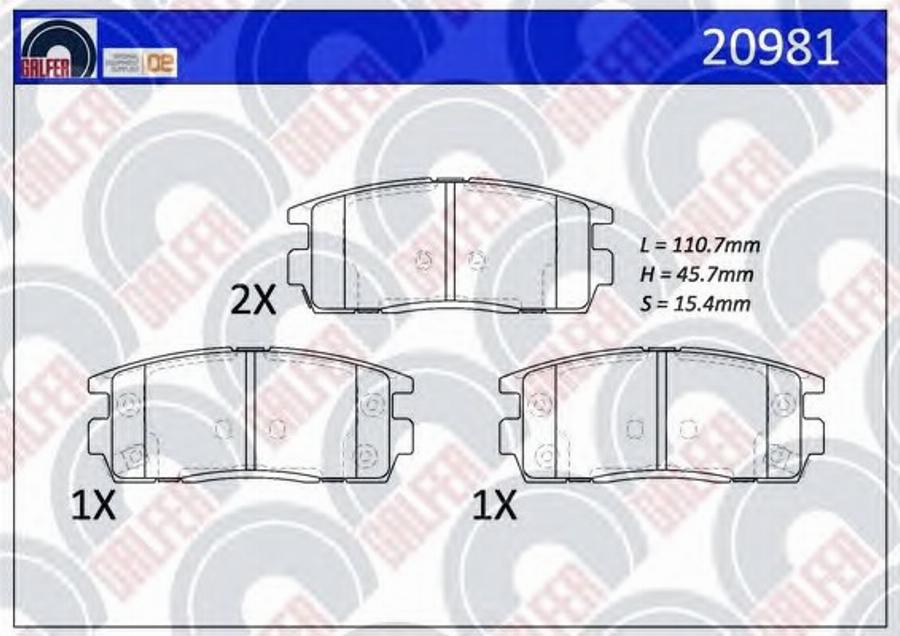 Galfer 20981 - Тормозные колодки, дисковые, комплект www.autospares.lv