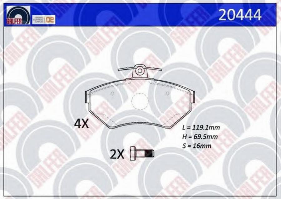 Galfer 20444 - Bremžu uzliku kompl., Disku bremzes autospares.lv