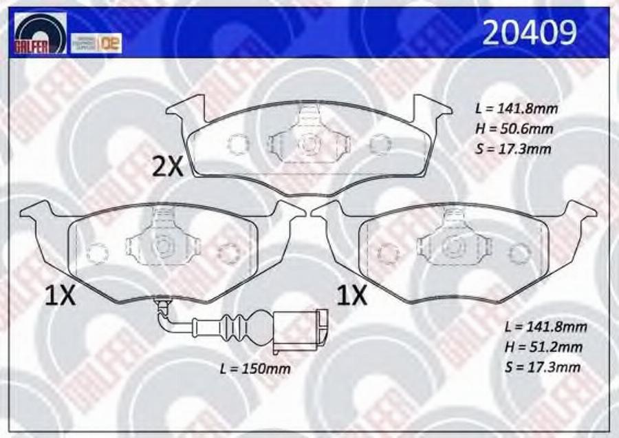 Galfer 20409 - Brake Pad Set, disc brake www.autospares.lv