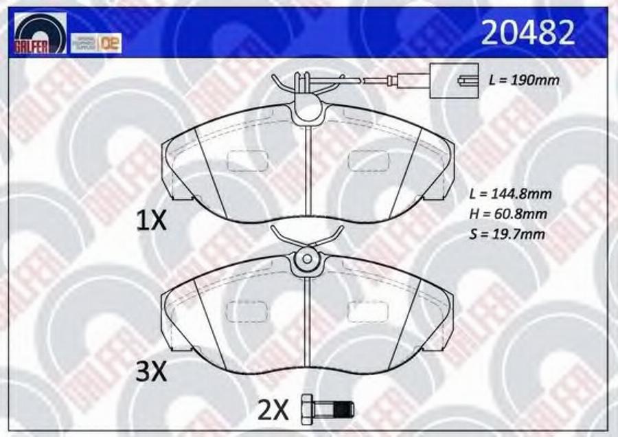 Galfer 20482 - Brake Pad Set, disc brake www.autospares.lv