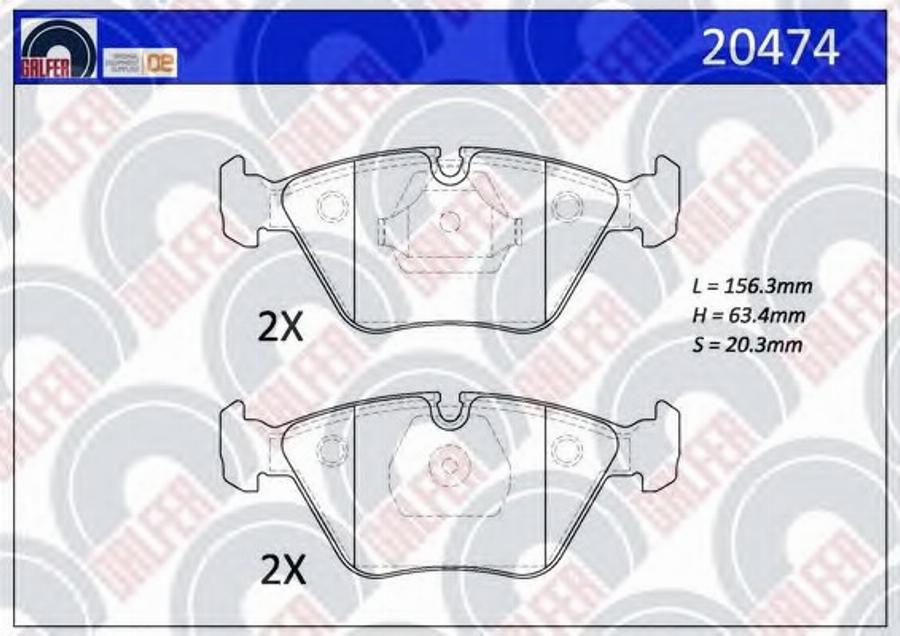 Galfer 20474 - Тормозные колодки, дисковые, комплект www.autospares.lv