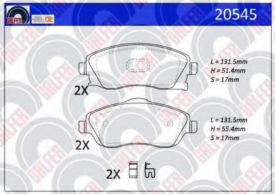 Galfer 20545 - Тормозные колодки, дисковые, комплект www.autospares.lv