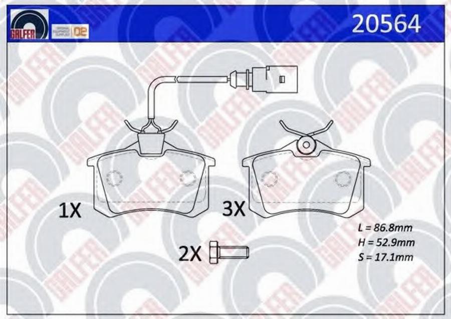 Galfer 20564 - Brake Pad Set, disc brake www.autospares.lv