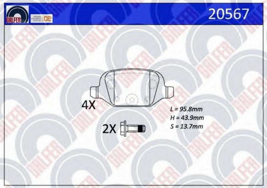 Galfer 20567 - Тормозные колодки, дисковые, комплект www.autospares.lv