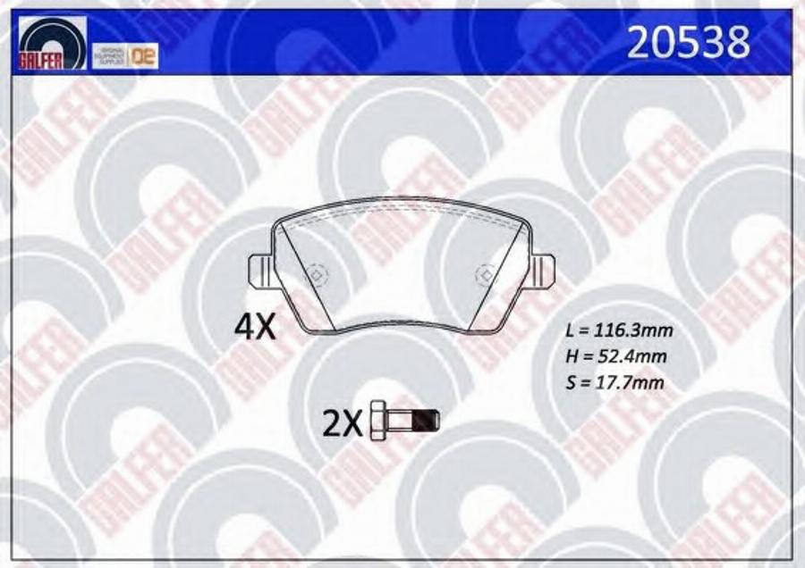 Galfer 20538 - Brake Pad Set, disc brake www.autospares.lv