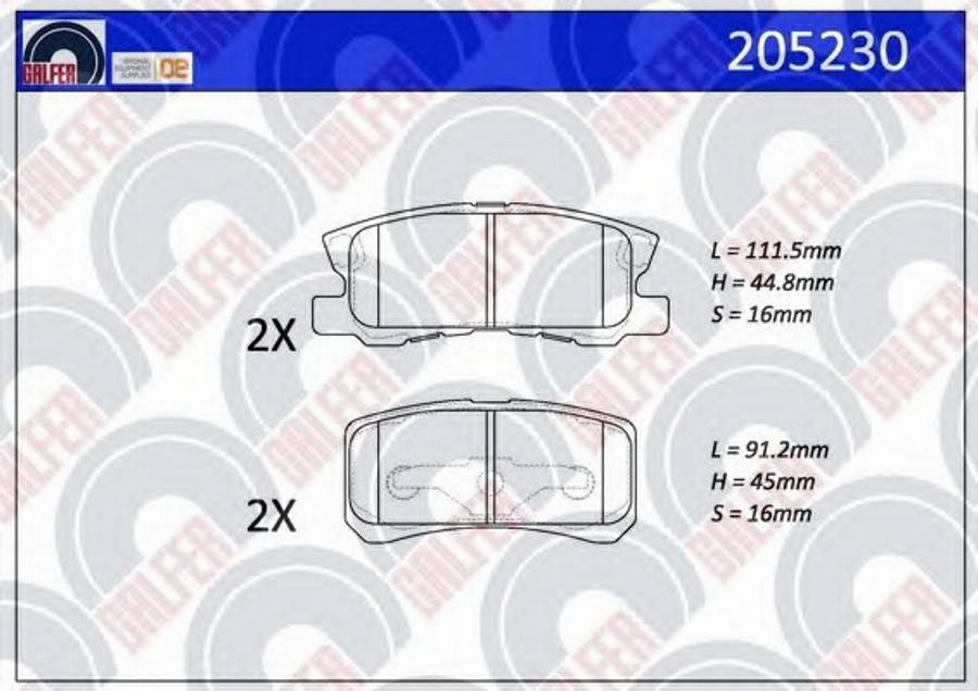 Galfer 205230 - Brake Pad Set, disc brake www.autospares.lv