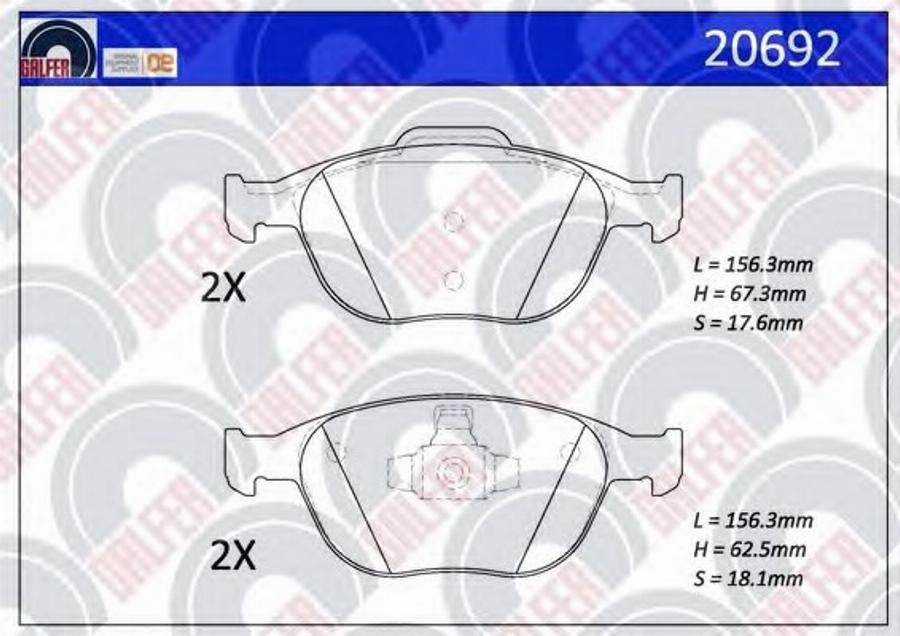 Galfer 20692 - Bremžu uzliku kompl., Disku bremzes autospares.lv