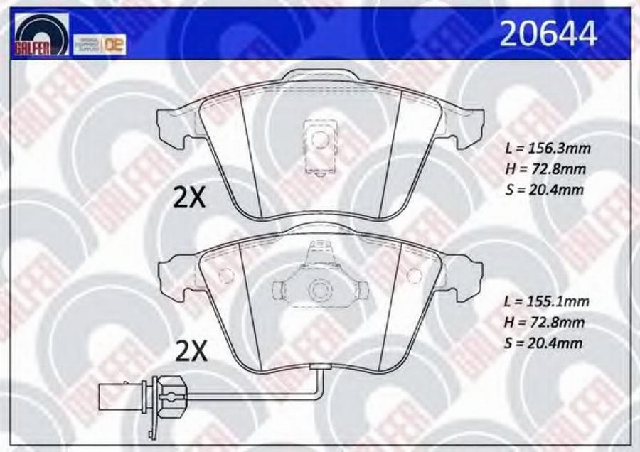 Galfer 20644 - Тормозные колодки, дисковые, комплект www.autospares.lv