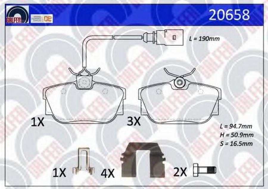 Galfer 20658 - Bremžu uzliku kompl., Disku bremzes autospares.lv