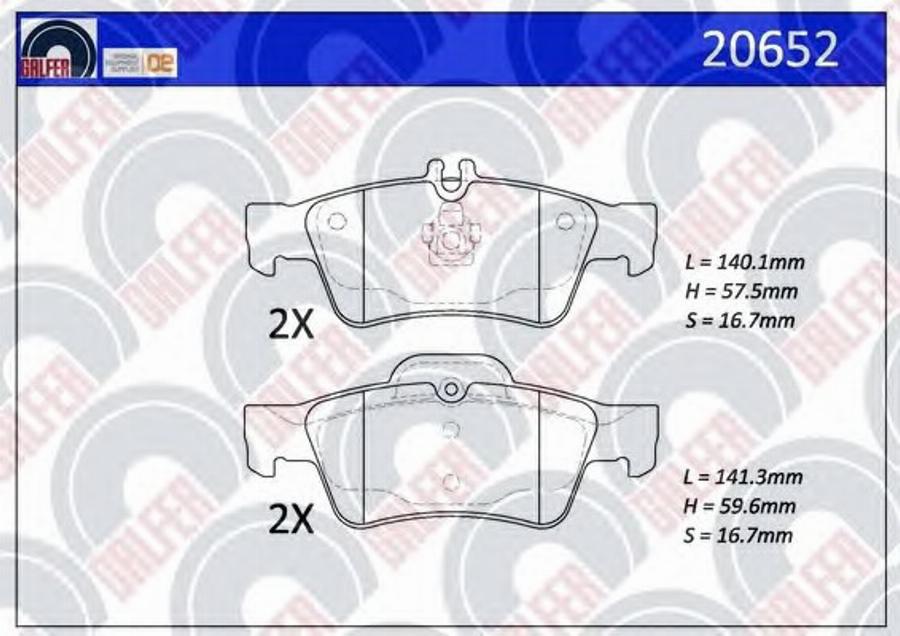 Galfer 20652 - Bremžu uzliku kompl., Disku bremzes autospares.lv